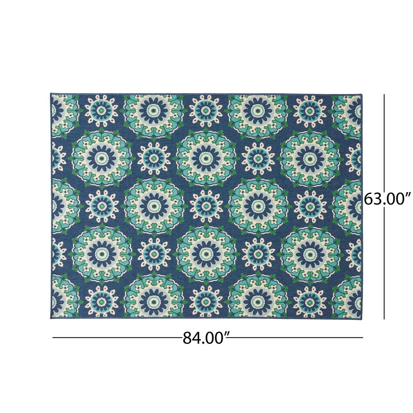 Oamwrae Blue and Green Floral Vintage Area Rug 5'3" X 7'
