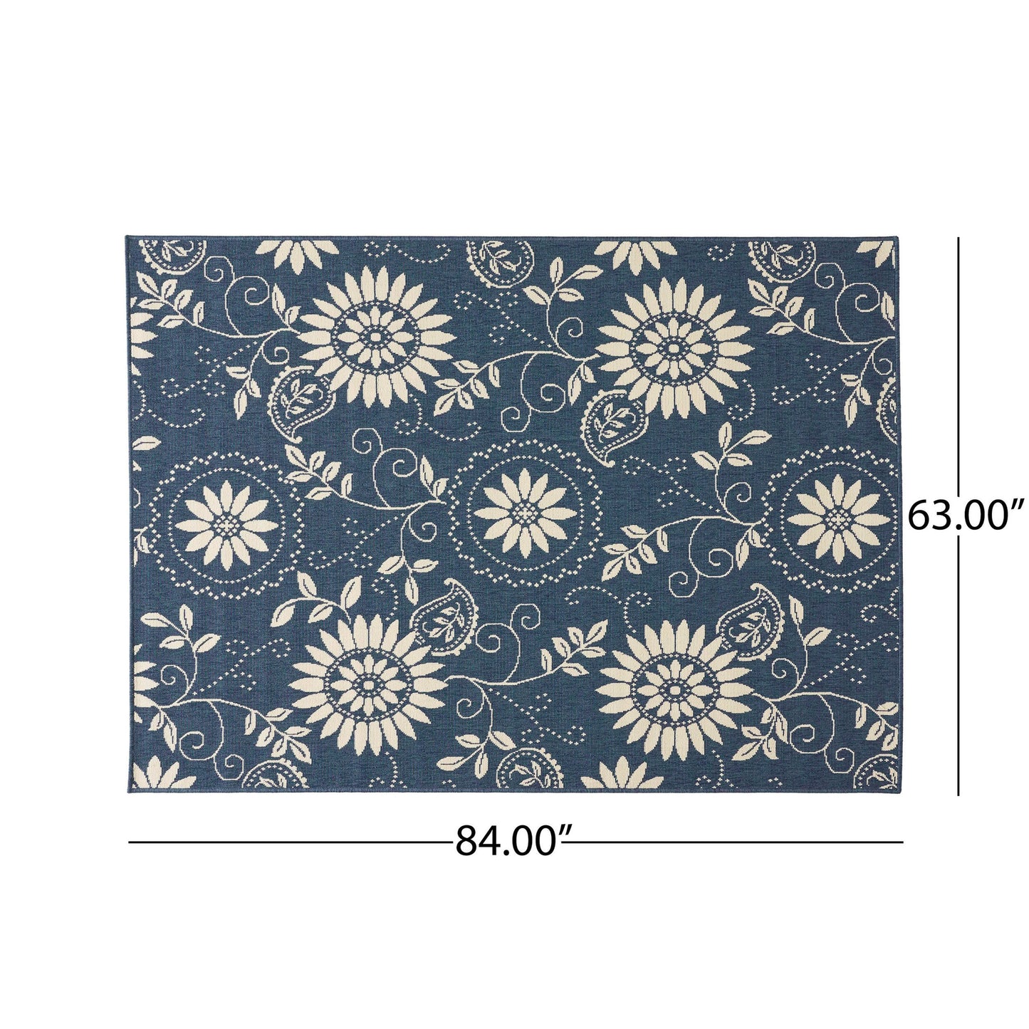 Oamwrae Blue Patterned Area Rug 5'3" X 7'