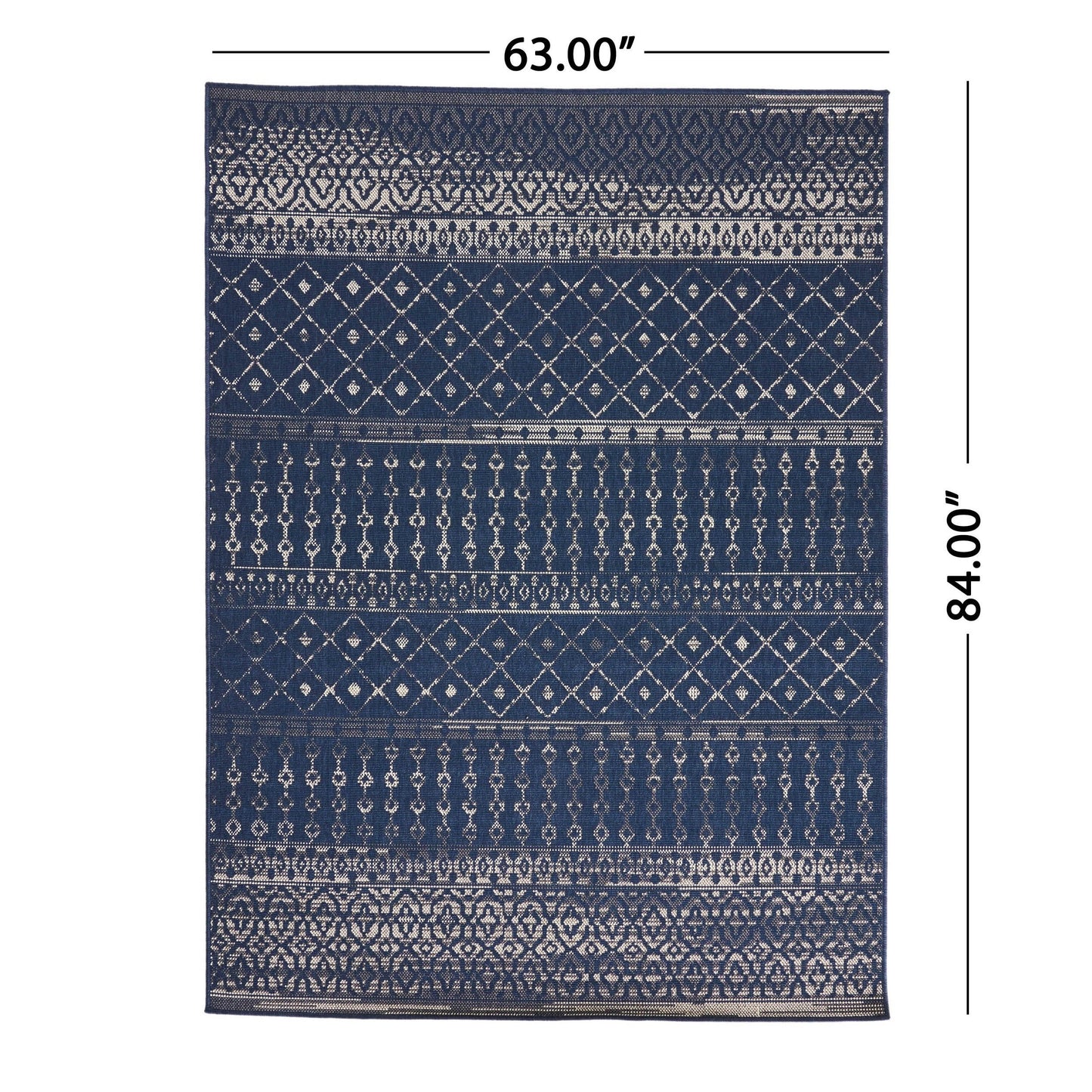 Oamwrae Blue and ilver Patterned Area Rug 5'3"x7'