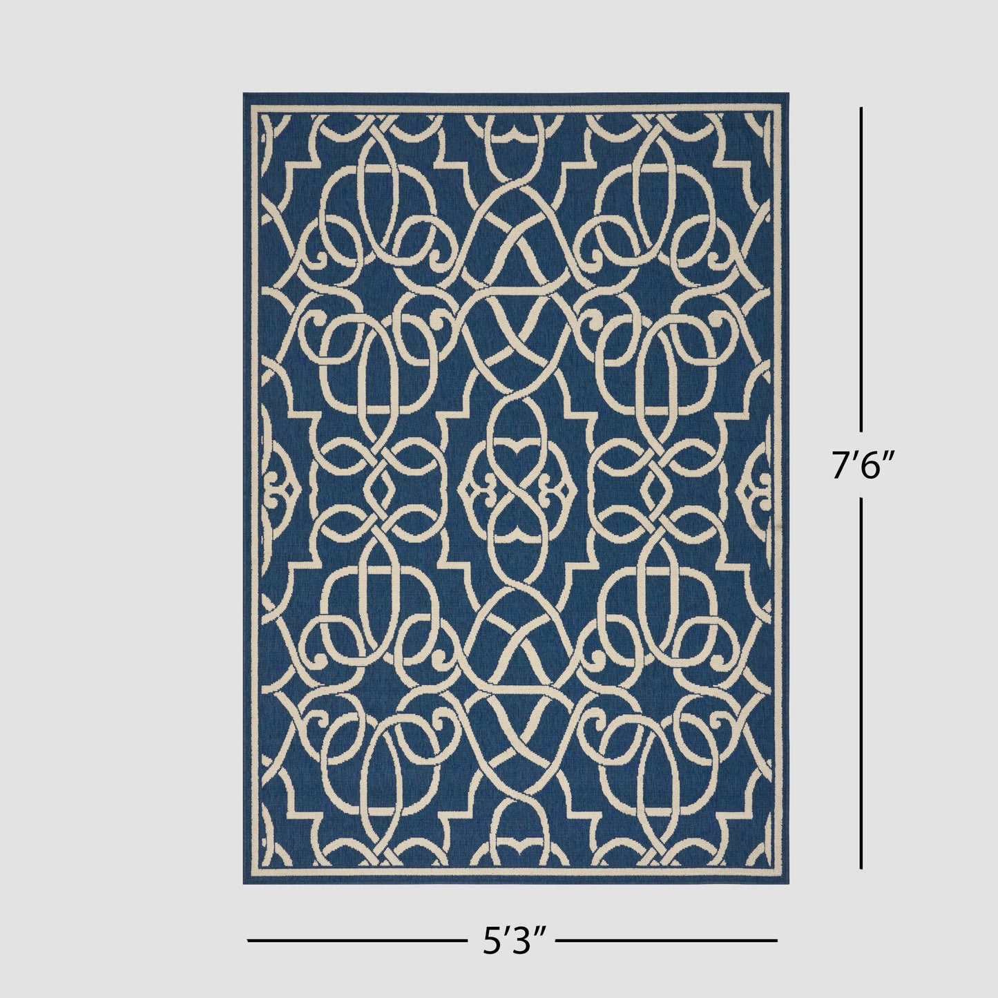 Oamwrae Blue Vintage Area Rug 5'3" X 7'6"