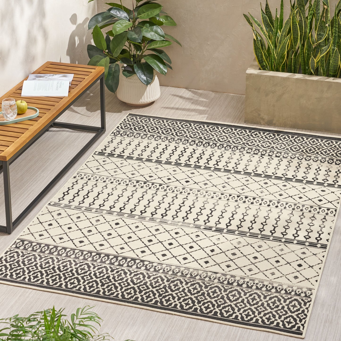 Oamwrae Beige Patterned Area Rug 5'3"x7'