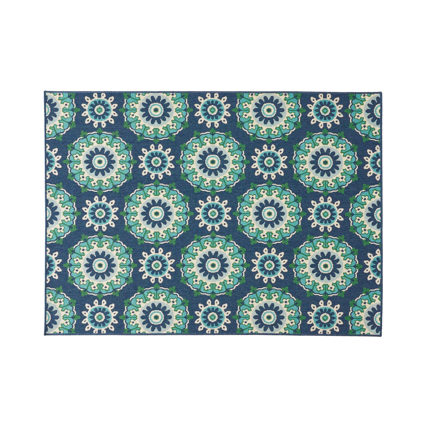 Oamwrae Blue and Green Floral Vintage Area Rug 5'3" X 7'