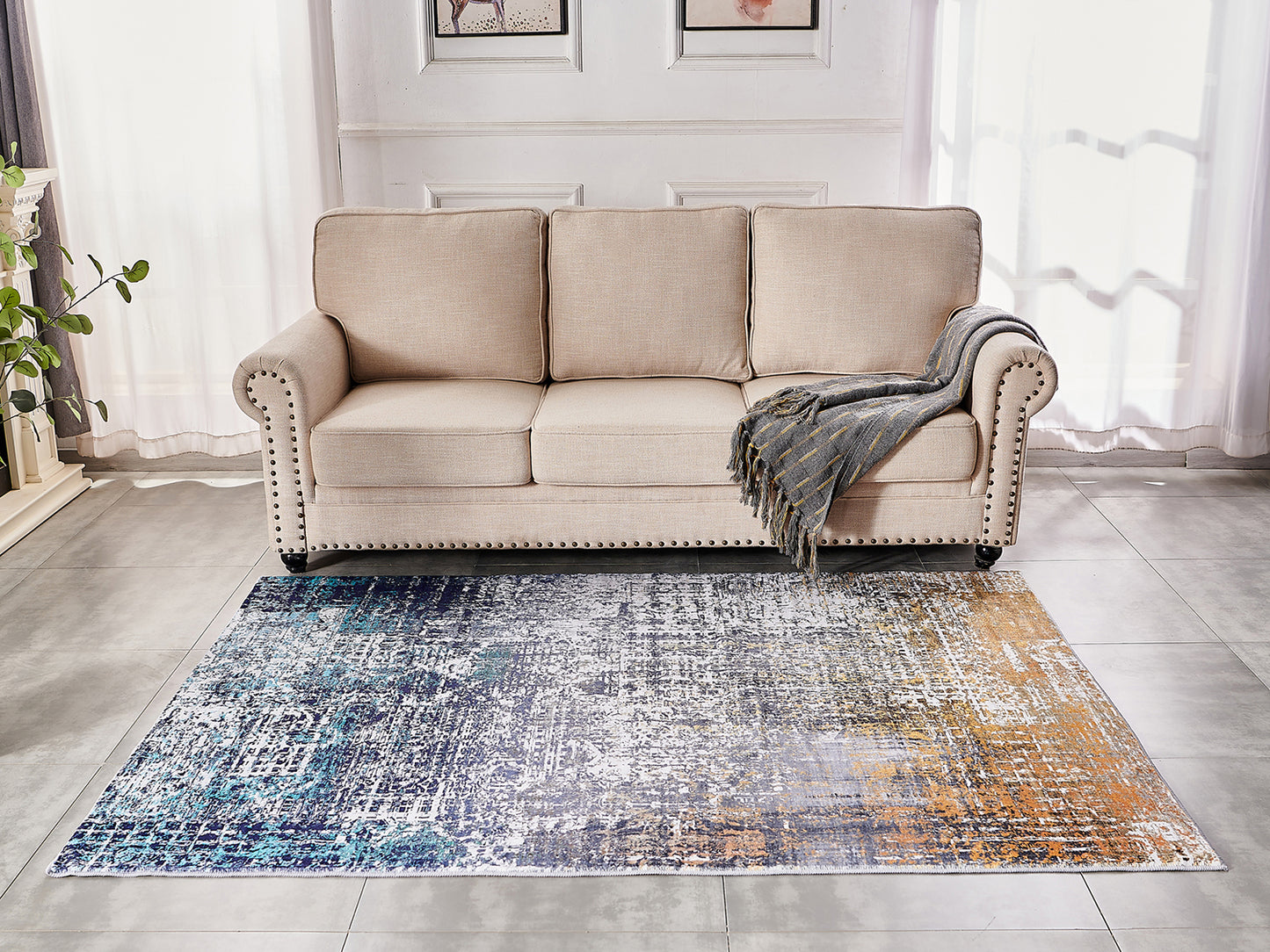 Oamwrae Abstract Design Super Soft Area Rug 5' X 6'6"