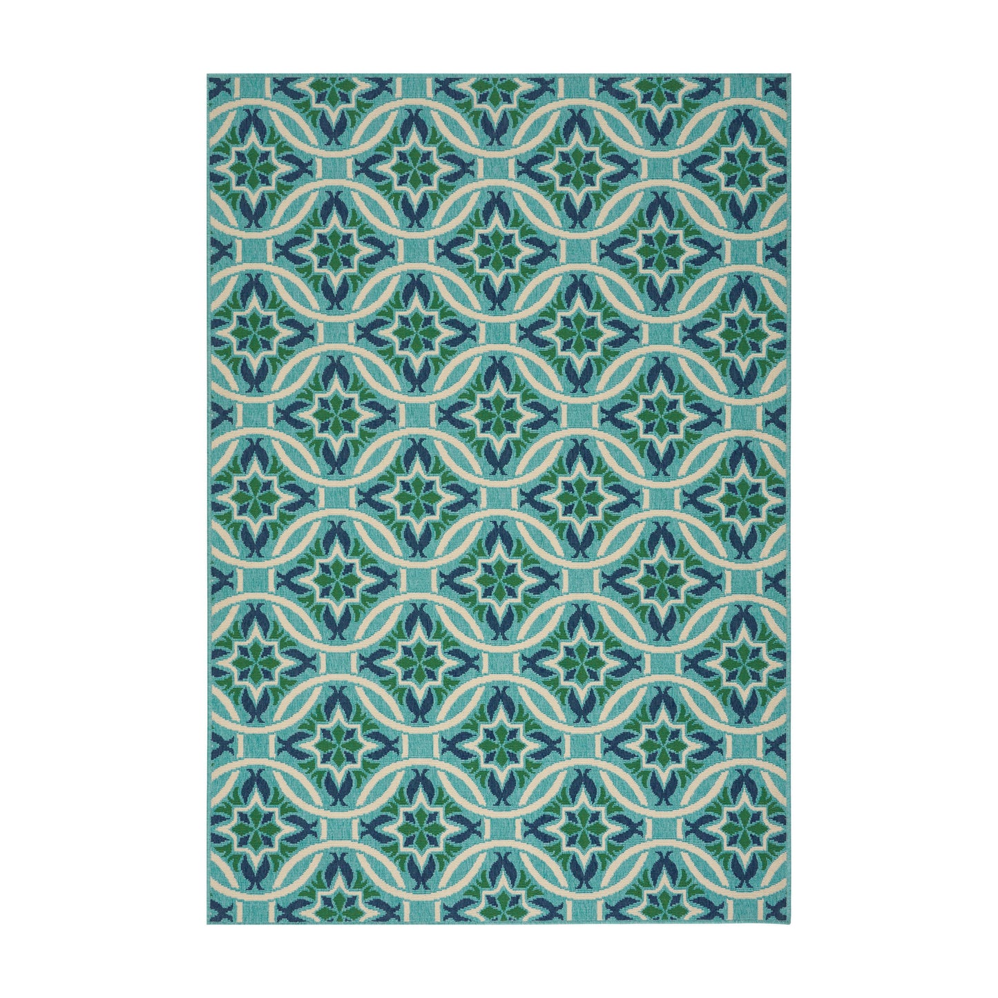 Oamwrae Blue and Green Flowers Area Rug 5'3" X 7'6"