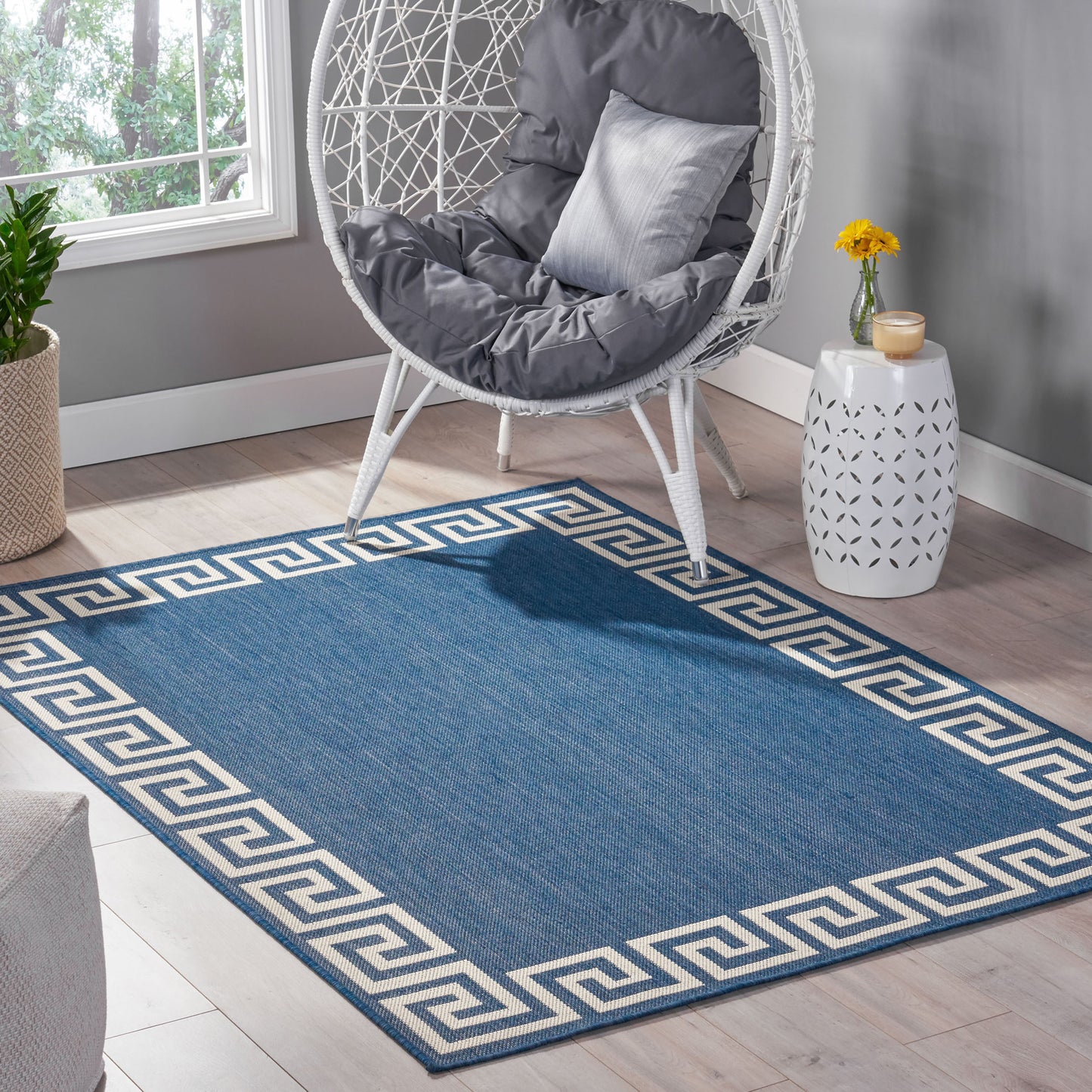 Oamwrae Blue classic Area Rug 5'3"x7'