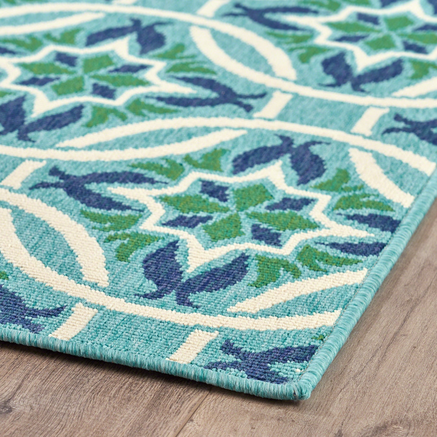 Oamwrae Blue and Green Flowers Area Rug 5'3" X 7'6"
