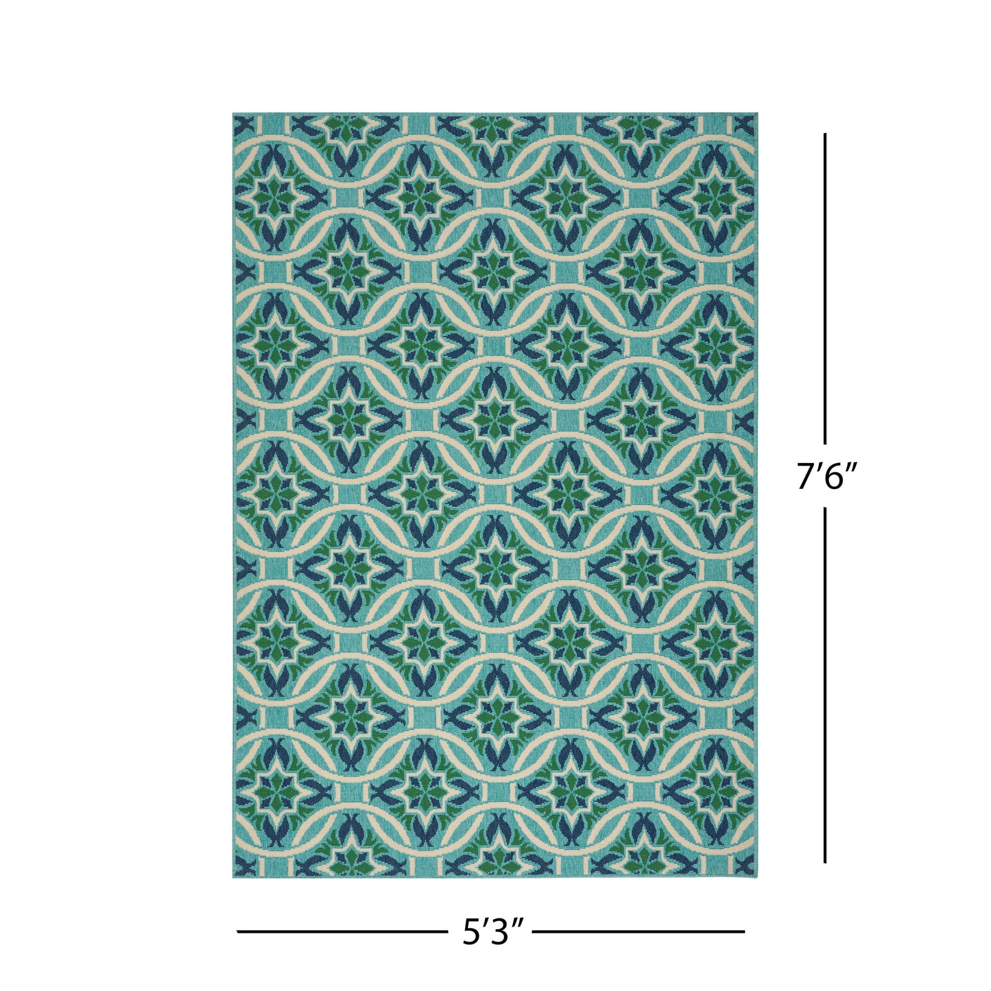 Oamwrae Blue and Green Flowers Area Rug 5'3" X 7'6"