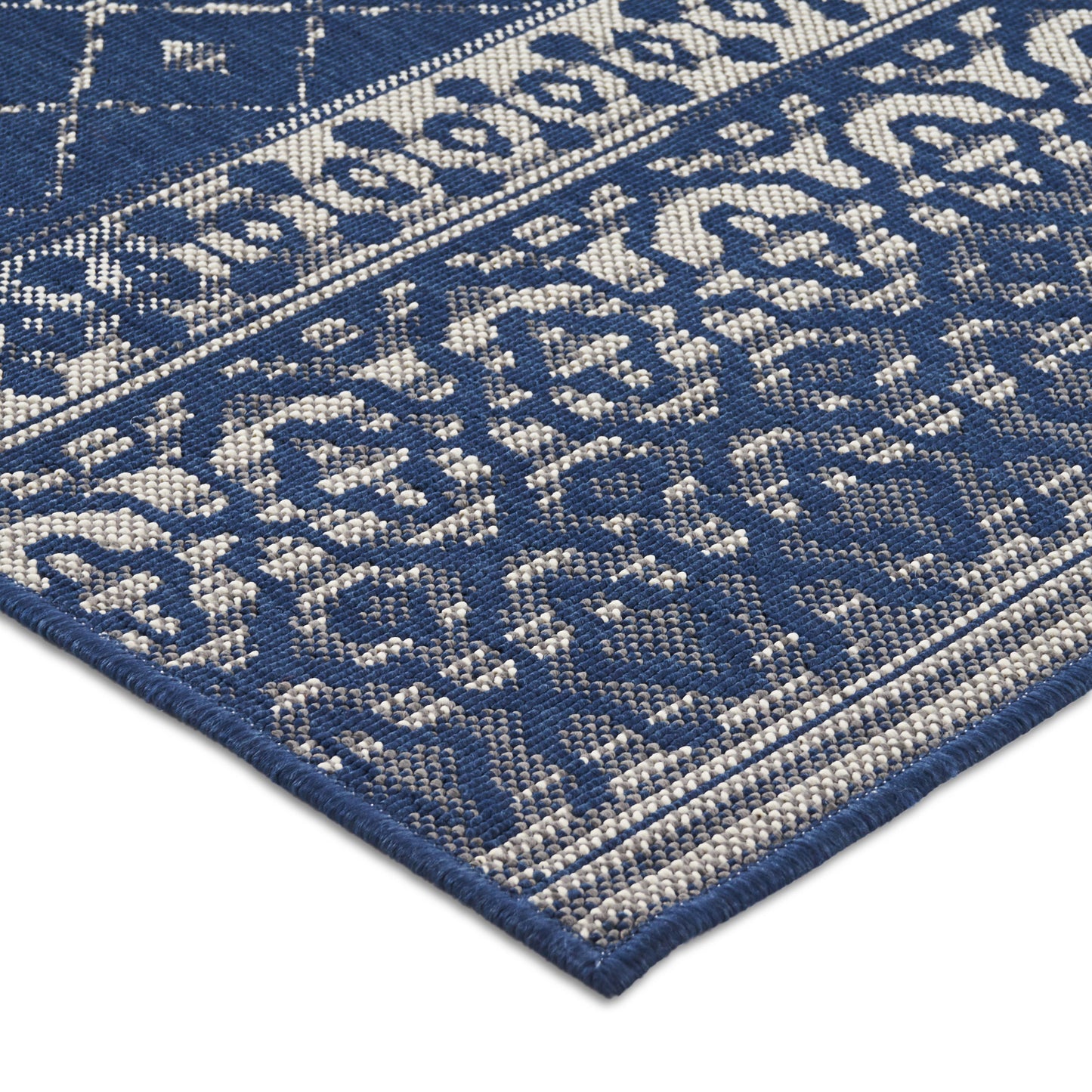 Oamwrae Blue and ilver Patterned Area Rug 5'3"x7'