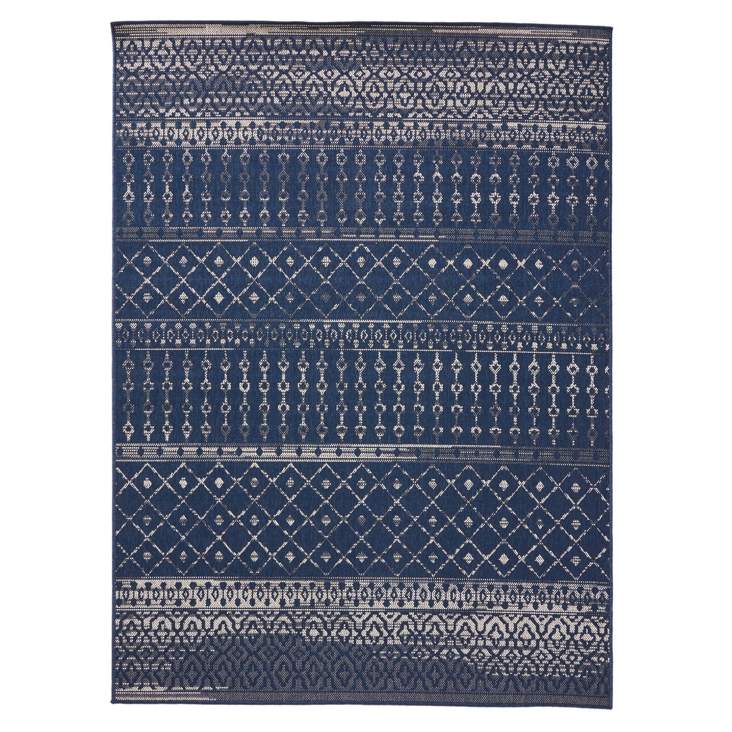 Oamwrae Blue and ilver Patterned Area Rug 5'3"x7'