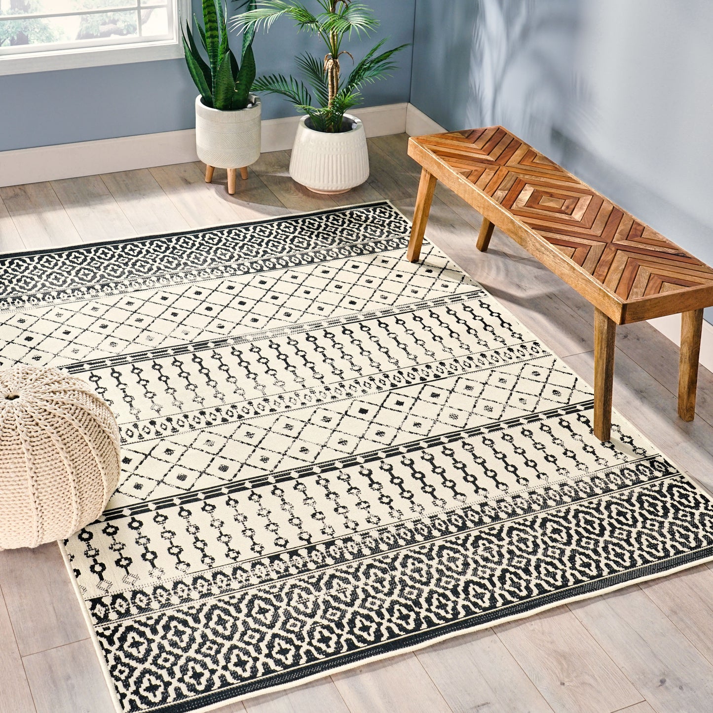 Oamwrae Beige Patterned Area Rug 5'3"x7'
