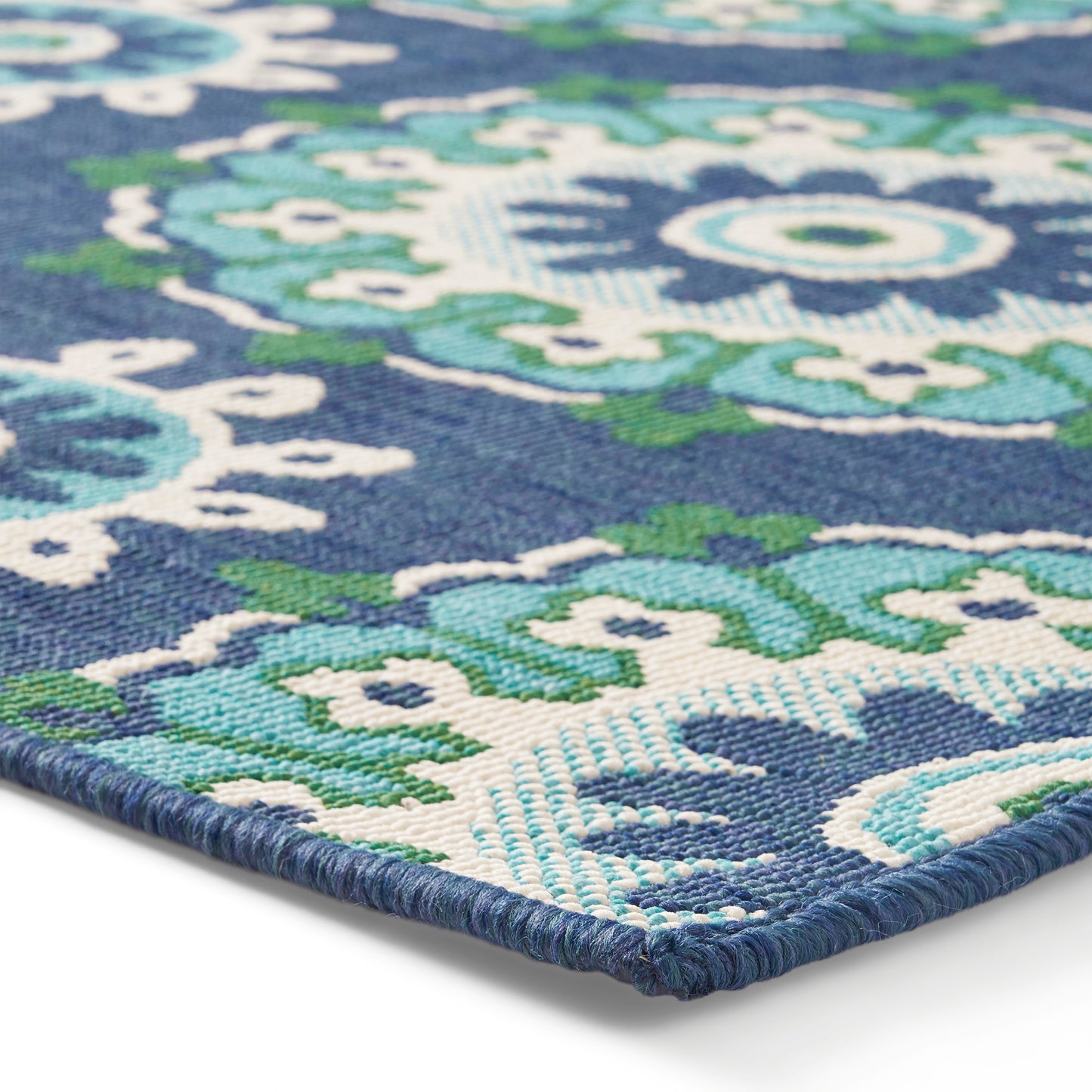 Oamwrae Blue and Green Floral Vintage Area Rug 5'3" X 7'