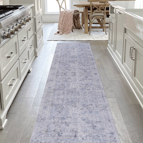 Oamwrae Whole House Area Rug (Blue+Cream, 5' x 8')