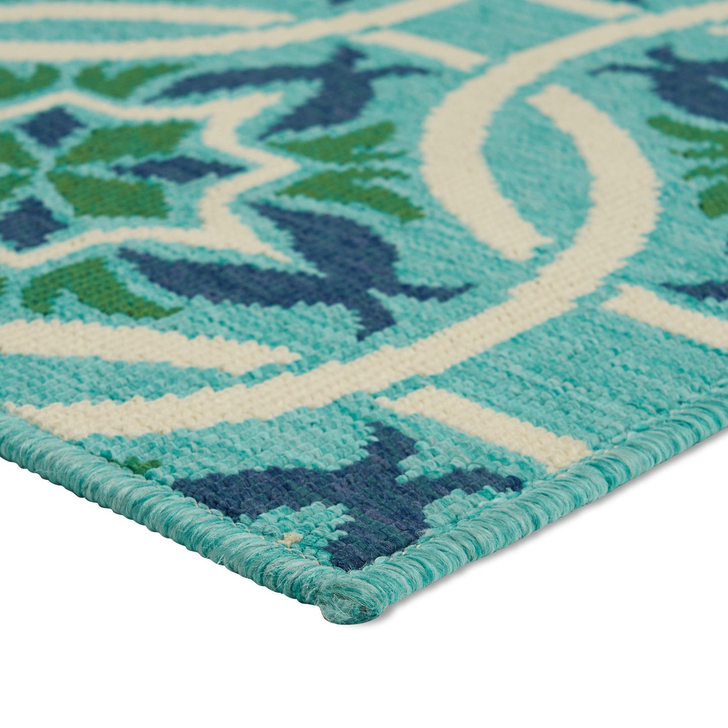 Oamwrae Blue and Green Flowers Area Rug 5'3" X 7'6"