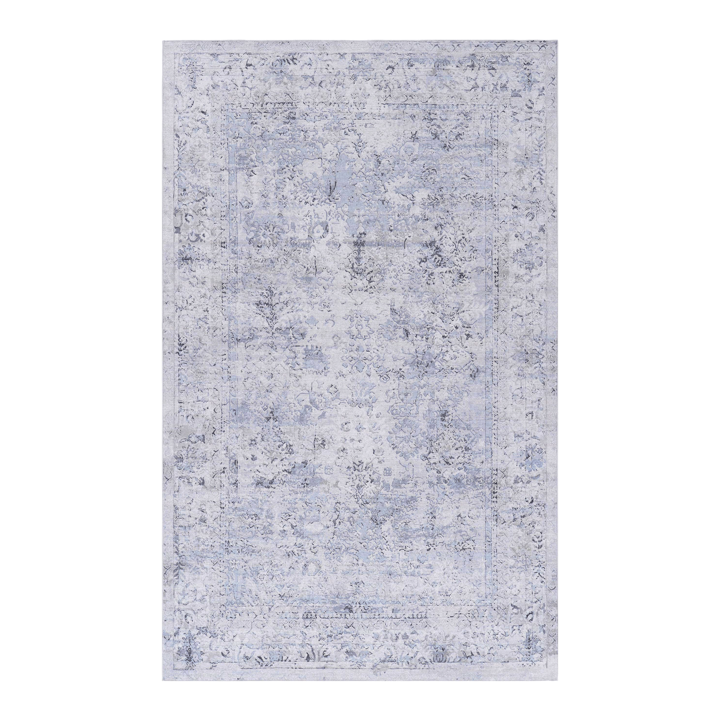 Oamwrae Whole House Area Rug (Blue+Cream, 5' x 8')