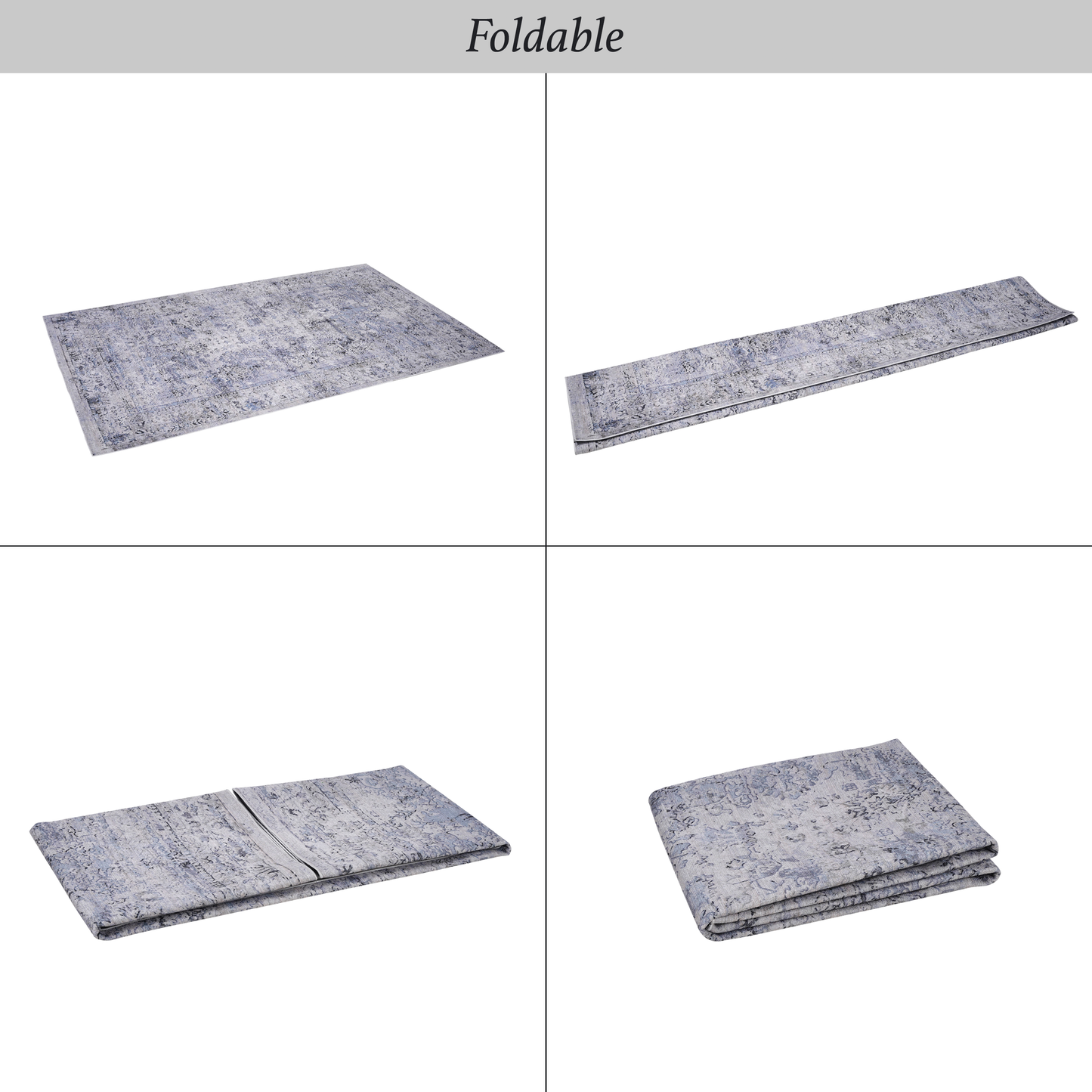 Oamwrae Whole House Area Rug (Blue+Cream, 5' x 8')